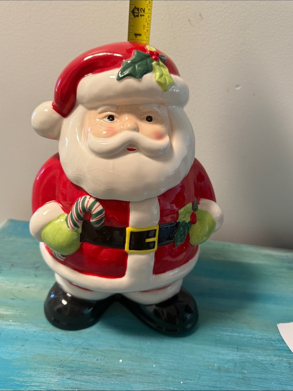 Certified International Red and White Santa Cookie Jar with Green Accents